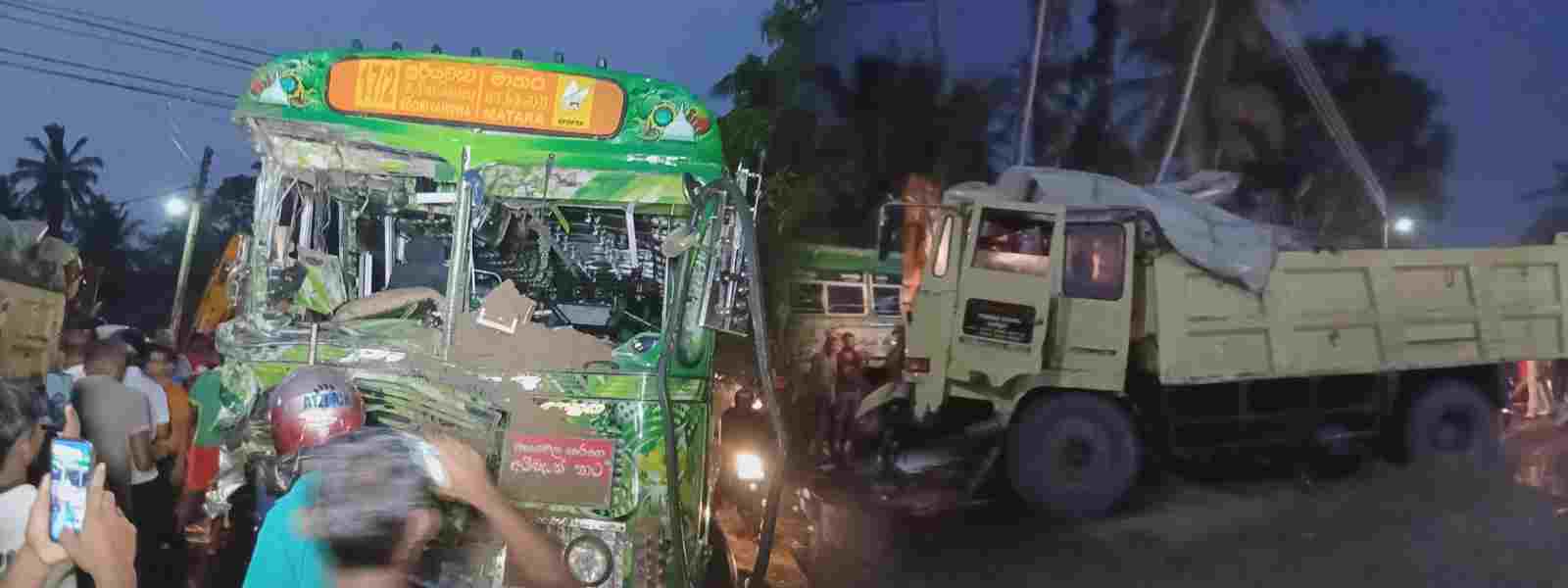 பஸ் - டிப்பர் மோதிய விபத்தில் ஒருவர் உயிரிழப்பு